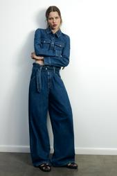 TRF HIGH-WAIST PAPERBAG JEANS WITH BELT