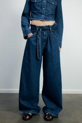 TRF HIGH-WAIST PAPERBAG JEANS WITH BELT