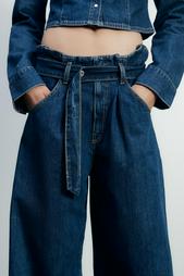 TRF HIGH-WAIST PAPERBAG JEANS WITH BELT