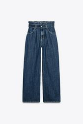 TRF HIGH-WAIST PAPERBAG JEANS WITH BELT