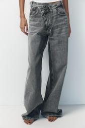 TRF MID-WAIST CROSSOVER BAGGY JEANS