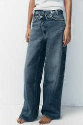 TRF MID-WAIST CROSSOVER BAGGY JEANS