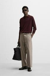 TEXTURED TROUSERS WITH BELT