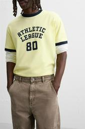CONTRAST RIBBED SLOGAN T-SHIRT