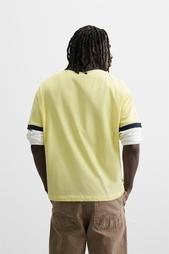 CONTRAST RIBBED SLOGAN T-SHIRT