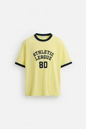 CONTRAST RIBBED SLOGAN T-SHIRT