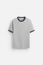 T-SHIRT WITH CONTRASTING RIBBED TRIMS