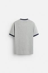 T-SHIRT WITH CONTRASTING RIBBED TRIMS