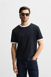 CONTRAST RIBBED T-SHIRT