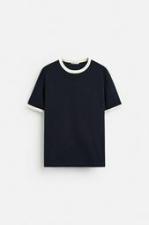 CONTRAST RIBBED T-SHIRT