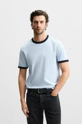 CONTRAST RIBBED T-SHIRT