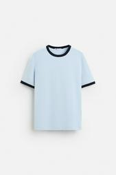 CONTRAST RIBBED T-SHIRT