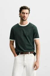 CONTRAST RIBBED T-SHIRT