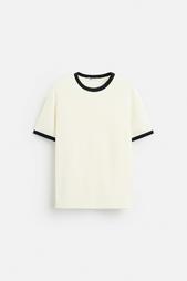 CONTRAST RIBBED T-SHIRT