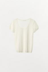 CHUNKY KNIT T-SHIRT WITH SATIN BOW