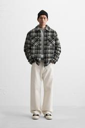 CHECK OVERSHIRT WITH FAUX SHEARLING