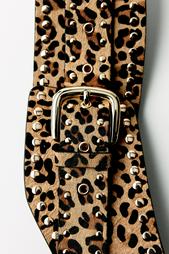 STUDDED ANIMAL PRINT LEATHER CORSET BELT