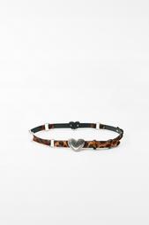 ANIMAL PRINT LEATHER BELT WITH HEARTS