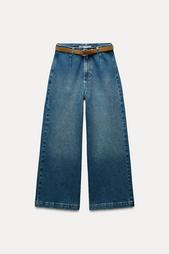 Z1975 WIDE-LEG CROPPED HIGH-WAIST BELTED JEANS