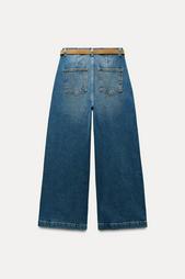 Z1975 WIDE-LEG CROPPED HIGH-WAIST BELTED JEANS