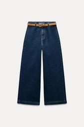 Z1975 WIDE-LEG CROPPED HIGH-WAIST BELTED JEANS