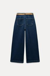 Z1975 WIDE-LEG CROPPED HIGH-WAIST BELTED JEANS