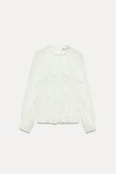 BLOUSE WITH LACE TRIM RUFFLE