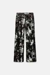 Z1975 HIGH-WAIST FLOCKED ANIMAL PRINT BELTED JEANS