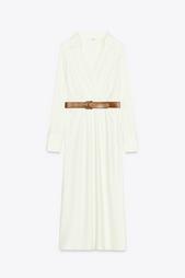 BELTED SATIN DRESS