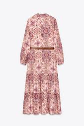 PRINTED MIDI DRESS WITH BELT