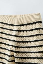 STRIPED CROCHET KNIT TROUSERS