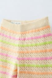 STRIPED CROCHET KNIT TROUSERS