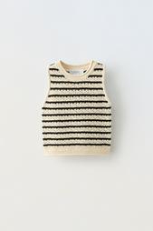 STRIPED KNIT CROCHET TOP