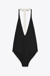 CONTRAST HALTER SWIMSUIT