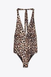 ANIMAL PRINT HALTER SWIMSUIT