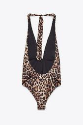 ANIMAL PRINT HALTER SWIMSUIT