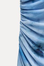 DRAPED PRINT MIDI DRESS