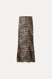 LONG POLYAMIDE BLEND ANIMAL PRINT SKIRT