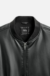 LEATHER EFFECT BOMBER JACKET