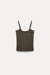 PLAIN LINEN BLEND KNIT TOP WITH KNOT DETAIL