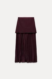 COMBINED PLEATED KNIT SKIRT