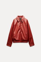 LEATHER EFFECT BOMBER JACKET