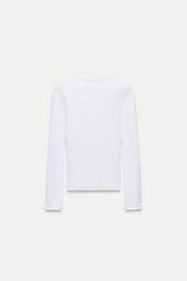 LONG SLEEVE WASHED EFFECT RIBBED T-SHIRT