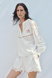 ZW COLLECTION EMBROIDERED SHORTS WITH DARTS