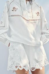 ZW COLLECTION EMBROIDERED SHORTS WITH DARTS
