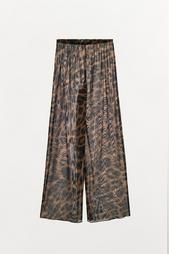 ANIMAL PRINT LACE-TRIMMED TROUSERS