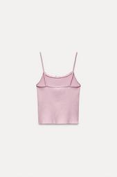 SEAMLESS RIBBED CROP TOP WITH BOW