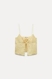 TEXTURED CROP TOP WITH RUFFLES