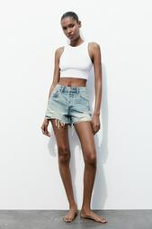 TRF RIPPED MID-RISE DENIM SHORTS