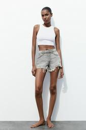 TRF RIPPED MID-RISE DENIM SHORTS